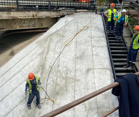 Укрепление откоса с переходом в водоотводный лоток
