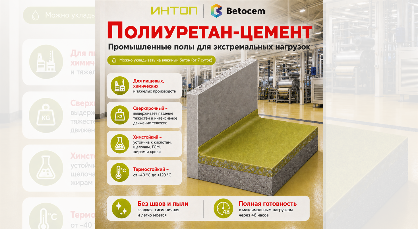 Полиуретан-цементные промышленные полы для экстремальных нагрузок