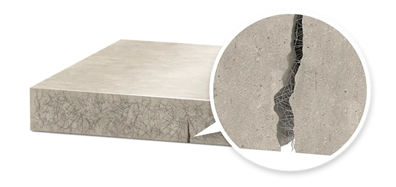 Схема бетонной плиты с использованием стальной фибры Dramix